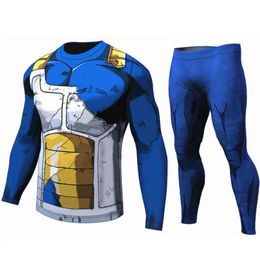 Men T Shirt Homme Compression Costume Vegeta Tshirt Son Goku T-shirts Fitness Leggings Shorts Sportwear G1222