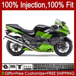 Injection Bodys For KAWASAKI NINJA ZX 14R 14 R ZZR 1400 CC ZZR1400 06 07 08 09 10 11 4No.80 ZX14R ZZR-1400 06-11 ZX-14R 2006 2007 2008 2009 2010 2011 OEM Fairing green stock