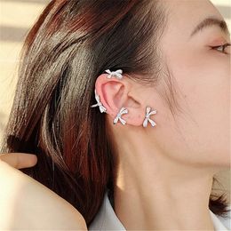 Bowknot Ear Cuff Earrings For Women 2021 New Design Personality Big Hanging Earings With Shinning Rhinestones