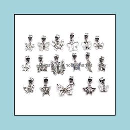 Charms Jewelry Findings & Components Brand Better Sale ! 102 Pcs Antique Sier Mixed Butterfly Dangle Beads Fit European Charm Bracelet 17- S