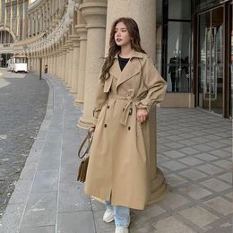 Women's Trench Coats Women Coat Windbreaker White Double Breasted Korean Style Lady Office With Belt Female Outerwear Spring