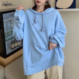 Korean Style Solid Pullover Sweatshirt Women Autumn Ladies Clothing Jacket Casual Plus Size Loose Hoodies 12000 210521