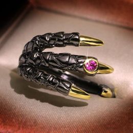 Cluster Rings Fashion Creativity Women Natural Stone Crystal Ring Eagle Claw Male Devil's Jewelry Gift