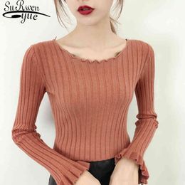 Korean Style Women Knitted Pullover Sweater Fashion Long Sleeve Tops white black Winter Sweaters clothing 5276 50 210521
