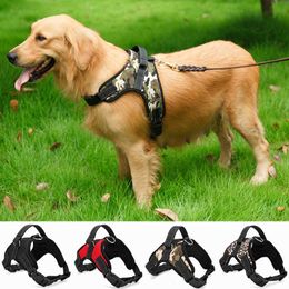 Nylon Heavy Duty Dog Pet Harness Collar Adjustable Padded Big Large Medium Small Dog Harnesses vest Husky Dogs Supplies 210712