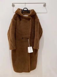 caramel Colour outerwear MM Teddy Bear Icon fur Coats hoody warmest coat with soft texture made from alpaca virgin wool furs women parkas