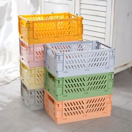 Storage Basket Sundries Cosmetic Container Collapsible Crate Box Folding Desktop Holder Home Organising Case T2I52770