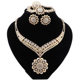 Dubai Silver/Golden Plated Women Costume Jewellry Nigerian Wedding Bridal Necklace Set Fashion African Beads Jewellery Sets