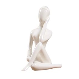 Decorative Objects & Figurines Abstract Art Ceramic Yoga Poses Figurine Porcelain Lady Figure Statue Home Studio Decor Ornament #4