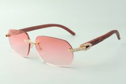 Direct sales medium diamond sunglasses 3524024 with tiger wooden temples designer glasses, size: 18-135 mm