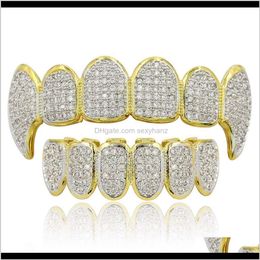 Grillz, Grills Body Drop Delivery 2021 Exotic Sentiment Environmental Hip-Hop Jewellery 18K Real Gold Teeth Grillz Caps Dental Braces Europe An
