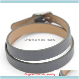 Charm Jewelrycharm Bracelets Legenstar Fashion Double Grey Leather Keeper Wrappable Bracelet Fit Women Diy Jewellery Drop Delivery 2021 0Wssn