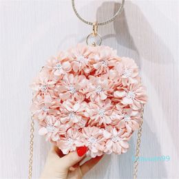 New-women 2020 fashion Flower Crystal Clutch Bags Wedding Purse with pearl Chain bag over Shoulder