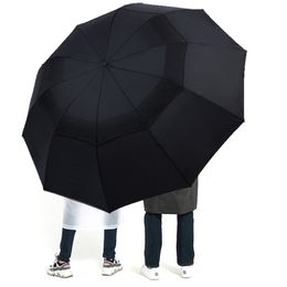Large Folding Women Umbrella Rain Men Double layer Big Travel Waterproof Male Parasol for 3-4 people 125CM Diameter 210721