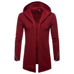 en's Wool & Blends New autumn winter men cardigan pure Colour coat hooded European American style trench dropshipping gift top coat fashion clothes
