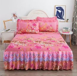 1pcs Luxury Princess Bed Skirt Ruffle Layers Lace Bedspreads Sheet Soft Fitted Sheet Cover Home Textile ( No Pillowcase ) F0400 210420