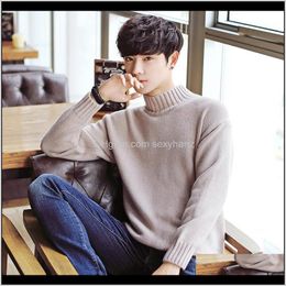 Mens Casual Loose O Neck Sweater Jumper Male Black Outerwear Brand Sweaters Lautumn Winter Knitted Solid Simply Style Pullover My181 H Gftmu