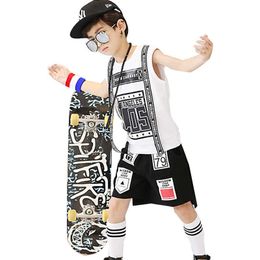 kids boy clothes for summer children clothing set 5 8 10 12 years for boys white t-shirts + pants hip hop clothes boys set X0802