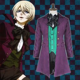 Anime Black Butler 2 Kuroshitsuji Alois Trancy Uniform Outfits Cosplay Costumes Full Set (Outer + Vest + Shirt + Shorts+Bow tie) Y0903