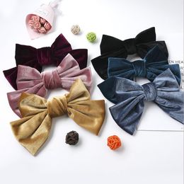 Big Hair Bow Ties Hair Clips Velvet Two Layer Bows Hairpins Women Solid Bowknot Hairpins Girl Hair Accessories 6 Colors DW4963