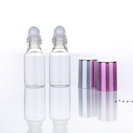 5ml Clear Glass Essential Oil Roller Bottles with Glass Roller Balls Aromatherapy Perfumes Lip Balms Roll On Bottles LLD12869