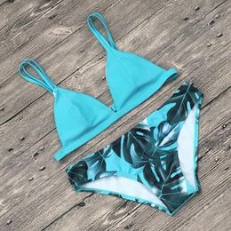 Fashion High Elastic Padded Wireless Push Up Printing Swimsuit Bikini Set Beachwear Printed Suit Plus Size Ropa Mujer Women's Swimwear