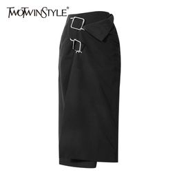 Asymmetrical Patchwork Sequin Skirt For Women High Waist Irregular Hem Black Skirts Female Fall Fashion 210521