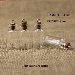 100pcs/lot 3ml Glass Vial Cork Bottle 1/10OZ Small wishing Display Jar Vintage Glassware Clear Empty Refillable Containerhood qty