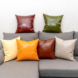 Pillow /Decorative Free Shopping Imitation Leather Case Nordic Style Solid Handmade Cover Home Living Room Sofa Decor No Core