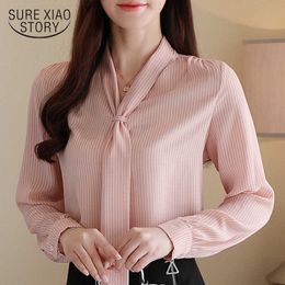 Blusas Mujer De Moda Spring Striped Women Shirts Fashion Long Sleeve Chiffon Women Tops and Blouses Female 8286 50 210527