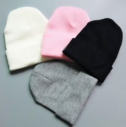 autumn winter man beanie black greyCool fashion hats woman Knitting ha t Unisex warm h at classic cap Brand knitted hat 4colors balck pink white grey