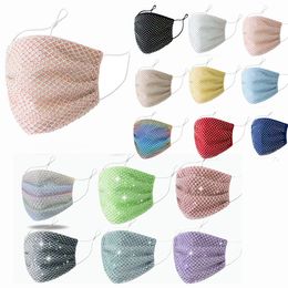 Crystal Diamond Masks Mesh Reuseable Cloth Face Mask Hollow Out Party Supply Adults Universal