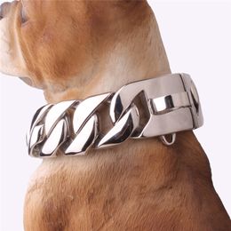 Metal Stainless Steel Dog Collars 32mm Thick Chain Collar High Quality Pet Necklace Bully Bulldog Doberman Poodle Puppy Supplies