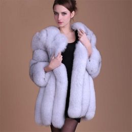 Women Winter Fluffy Faux Fur Coat High-Quality Thick Imitated Fox Fur Overcoat Female Warm Outwear Y0829