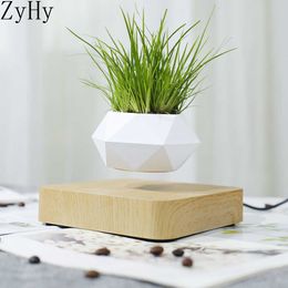 Levitating Air Bonsai Pot Rotation Flower Pot Planters Magnetic Suspension Floating Pot Potted Plant Home Without plants 210712