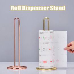 Tissue Boxes & Napkins Stainless Steel Roll Paper Towel Holder Bathroom Stand Gold Table Vertical Rack Home Kitchen Storage Accessories