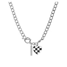 Chokers Est Design Grid Black White Pendant Necklace Bracelet Jewellery Set