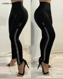 2020 Women Sexy Elegant Studded High Waist Skinny Pants Push Up Slim Pants Chic Pencil Trousers Office Ladies Outfits 2021 New Q0801