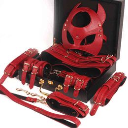 NXY Adult Toys Erotic Mask Sex Products For BDSM Kit Bondage PU Leather Set Handcuffs Collar Corset Thigh Ring 1201