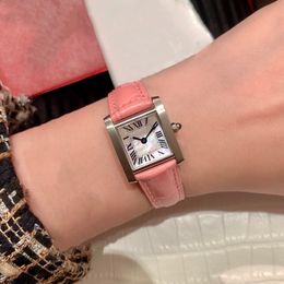 Casual ladies Mother of pearl Quartz Wristwatch Women Stainless steel Roman Numerals Watches pink leather Clock 25mm