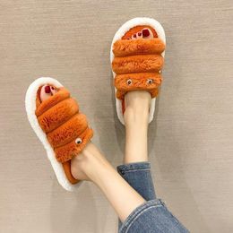2021 Winter cute cartoon plush slippers fashion personality creative funny home comfortable warm cotton shoes size 36-44