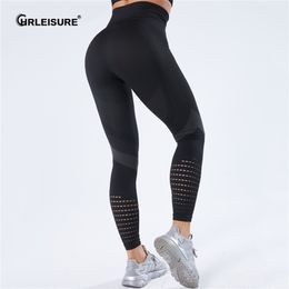 CHRLEISURE Women Seamless Leggings High Waist Sexy Hollow Printed Workout Pants Elasticity Slim Legins Fitness Sport 211204