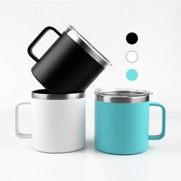 14oz Handle Water Cup Tumbler Stainless Steel Coffee Milk Mug Vacuum Thermal Car Travel Mugs with Seal Lid