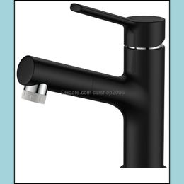 Bathroom Sink Faucets Faucets, Showers & As Home Garden Brass Material Black Basin Faucet Cold And Water Tap Pl Out Modern Drop Delivery 202