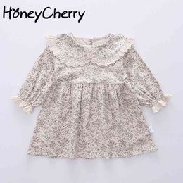 Children dress girls spring long-sleeved floral kids fashion toddler girl clothes 210515