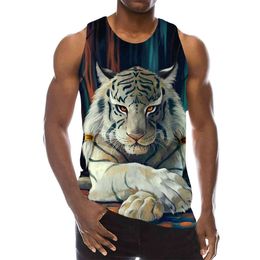 Men's Animals Graphic Sleeveless 3D Top Holiday Tees Beast Tank Tops Gym Boys Streetwear Novelty Vest