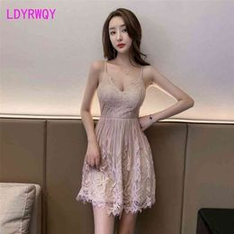 Nightclub women's temperament low cut waist cover belly show thin Lace Sexy Dress Office Lady Sheath Solid 210416