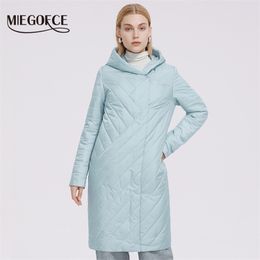 MIEGOFCE Jacket Womens Design Knee Length Filling Quilted Coat Women Hooded Reversible Slider Women's Parka 211013