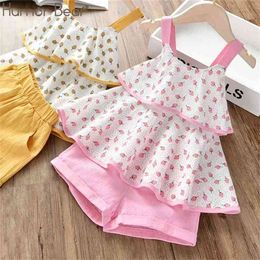 Girl Clothes Set Summer Fruit Pattern Sling Vest +Shorts 2PCS Suit Toddler Kid Baby Girls 210611