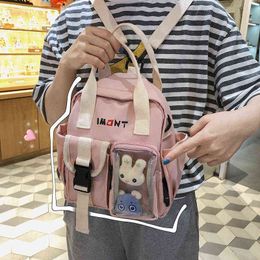 Korean Style Small Canvas Girl Mini Backpack For Women Waterproof Fashion Travel Backpack School Bag Tote For Tennage Shoulder Y1105